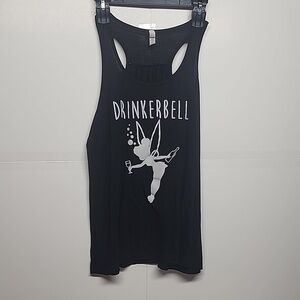 Bella Canvas sz 2XL black w/white, womens Drinkerbell fun, party, racerback top